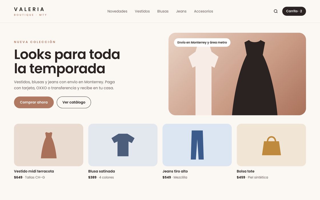 Proyecto de ejemplo: boutique de ropa (Valeria Boutique)