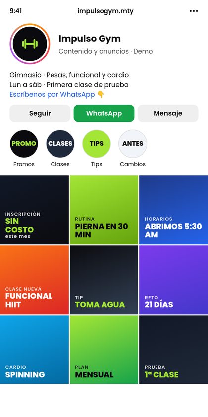 Proyecto de ejemplo: gimnasio (Impulso Gym)
