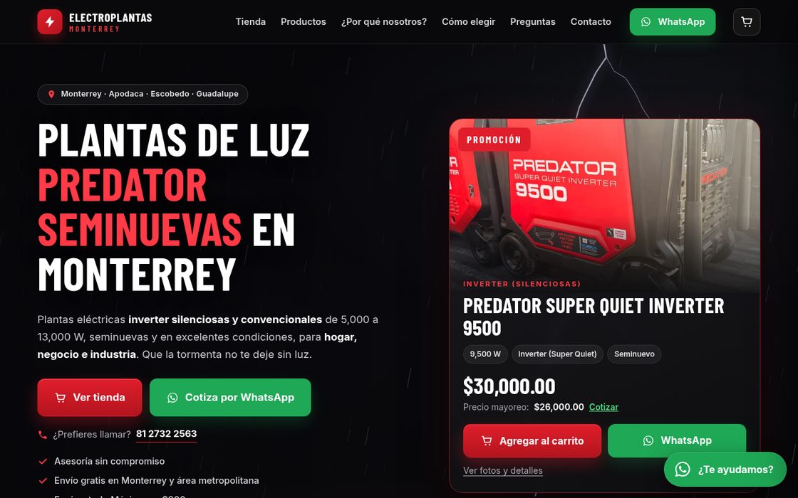Tienda en línea de Electroplantas Monterrey: plantas de luz Predator